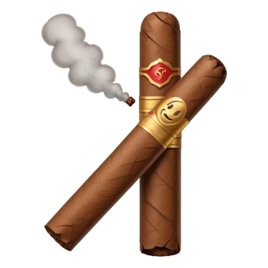 Emoji-style cigar icon, dark brown wrapper, subtle smoke, minimalistic, clean silhouette sticker