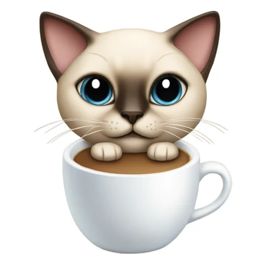 Siamese cat with coffe cup sticker