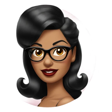pin-up brown woman with black hair wearing 50s cat eye glasses  sticker