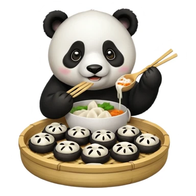 Panda eating momos sticker