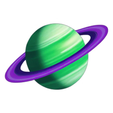 green planet with purple saturn rings and white moon sticker