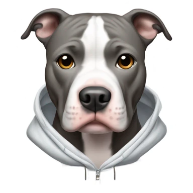 A Pitbull that’s half white half grey with a hoodie on sticker