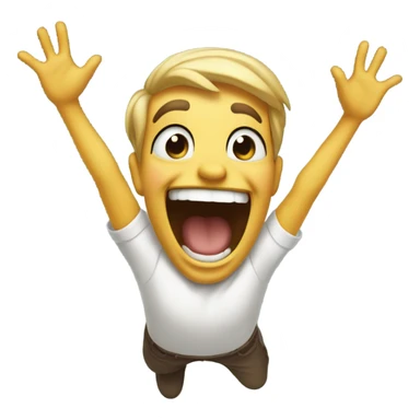 excited face with excited feet and hands sticker