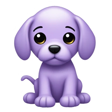 cute chibi all light purple stuffed puppy toy with floppy ears and black dot eyes and a nose made of thread sticker