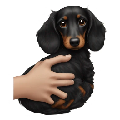 Dachshund cuddling black fluffy dog sticker