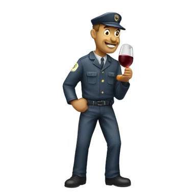 Drunken postman leaning against mailbox with wine decanter sticker