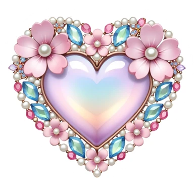 Sakura flower heart Cœur pastel suncatchers gemstones beads pearls crystals sticker