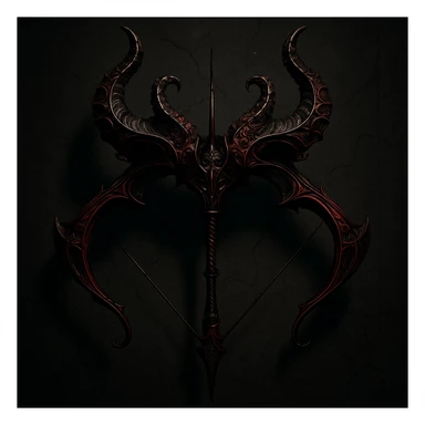 devil bow, gothic style, dark red and black colors, ornate horns, dramatic shadows, elegant and sinister sticker