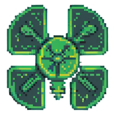 radiation symbol in pixel art style sticker