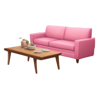 Pink pretty Living room, pink sofa, pink televison , pink dinner table sticker