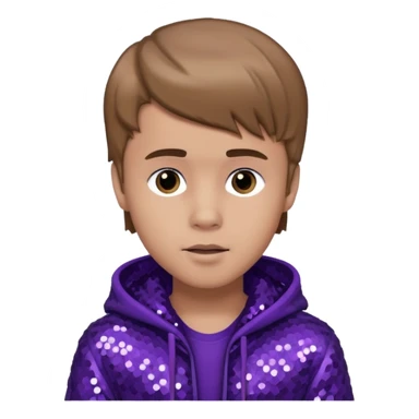 Justin Bieber with light brown hair, dark purple sequin outfit sticker