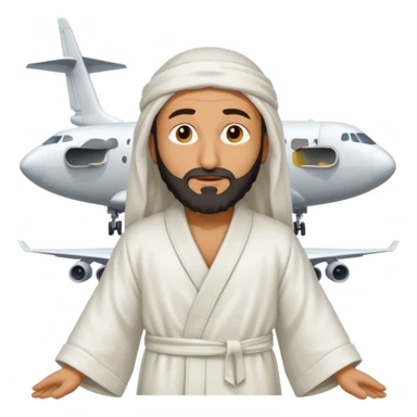 Osama bin Ladin standing on top of a plane with legs and a white robe standing on top of the plane sticker