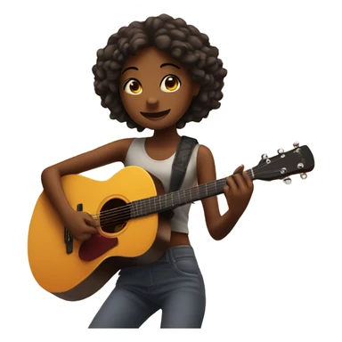 Girl playing guitar under the sunset sticker