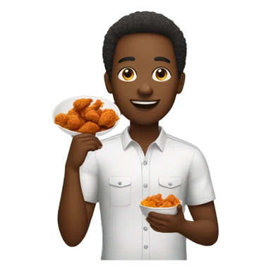African eating fried chicken sticker