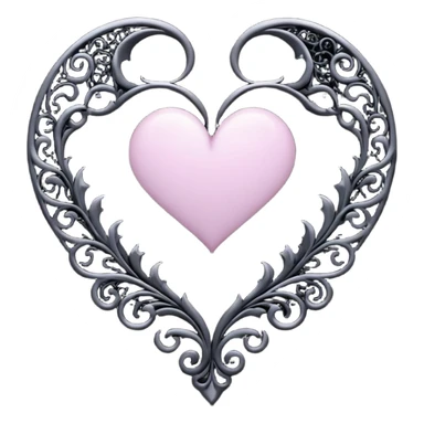 emo heart with crescent moon and black filigree sticker