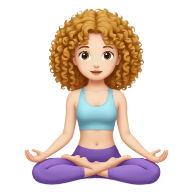 Una chica con pelo rizado, piel clara haciendo yoga sticker