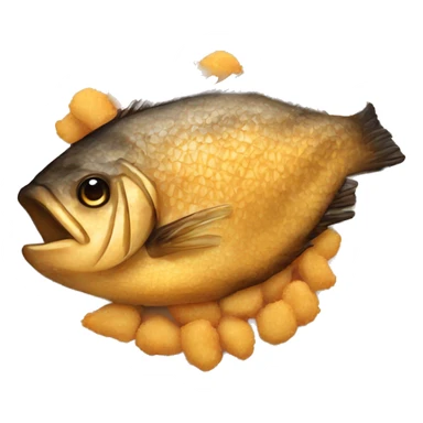 “Fried fish on a plate, golden and crispy.” sticker