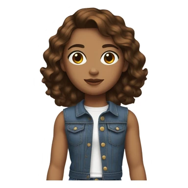next to short,brown hair,hazel eyes,white, black cropped top, and blue jeans with white shoes on sticker