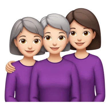 A mum with short Gray hair and her two adult daughters with brown hair sticker