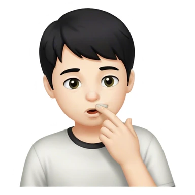 black hair white skin headed boy picking his nose sticker
