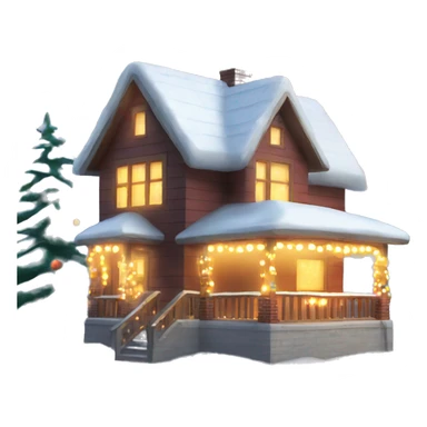 House with Christmas lights and snow sticker