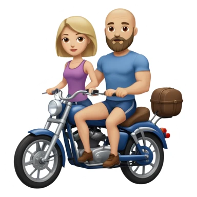 Beautiful dark blonde riding her muscular bald beard husband sticker