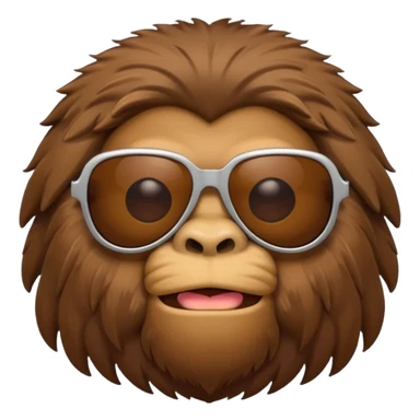 Bigfoot with sunglasses, emoji style, minimalistic, clear expression, smooth edges sticker