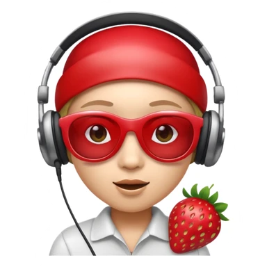 Cute strawberry wearing headset and shades sticker