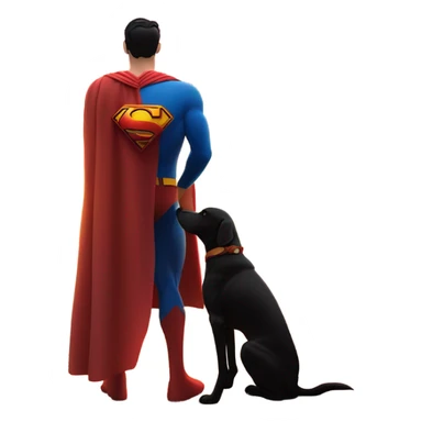 Superman with a dog in a sunset I. Santorini sticker