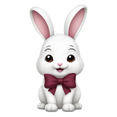Cute white bunny with a big burgundy bow  sticker