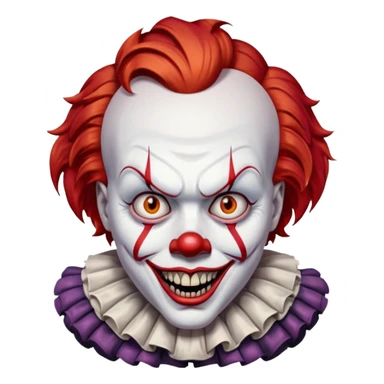 create a scary pennywise clown with cracks in his face sticker