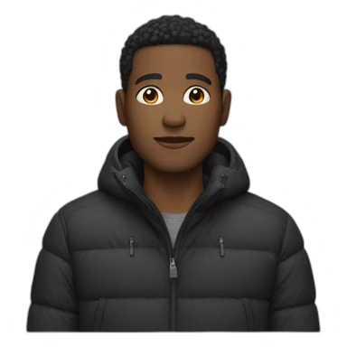 Black male wearing a black puffer jacket  sticker