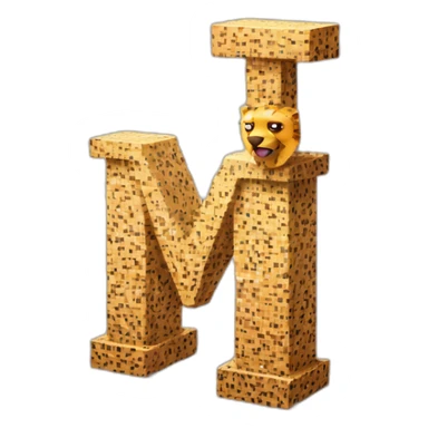 Letter "M" made of cube of pixels with cheetah pattern sticker