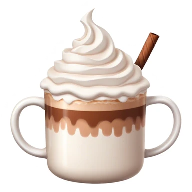 white mug of hot chocolate with marshmallows and whipped cream sticker