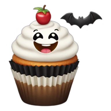 Happy cupcake with black bats sticker