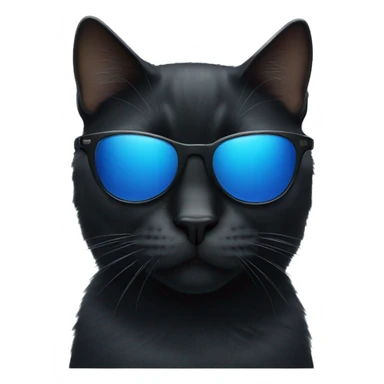 black cat wearing blue sunglasses sticker