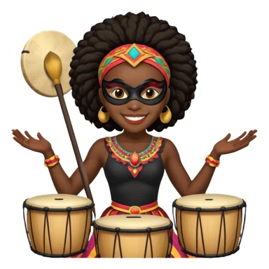 Masked Festival Drummer black woman sticker