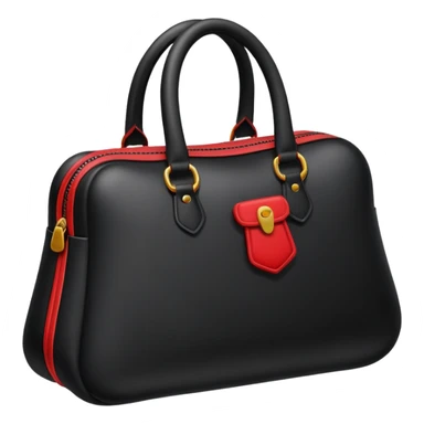black inflated woman bag with red accent sticker