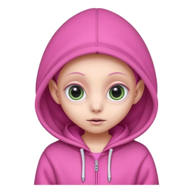 Aliens Pink, hoodie, cute big eye, thin ears, half body sticker