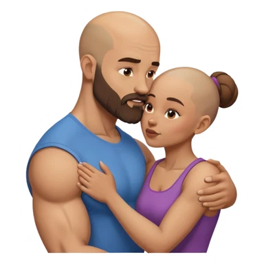 Beautiful light brown making out her muscular bald beard husband sticker