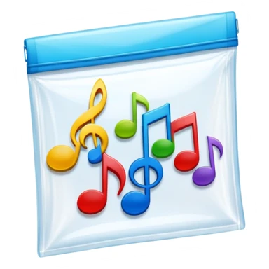 ziplock bag with several colorful music notes inside sticker