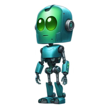 ai robot full body blue and green, terminator sticker