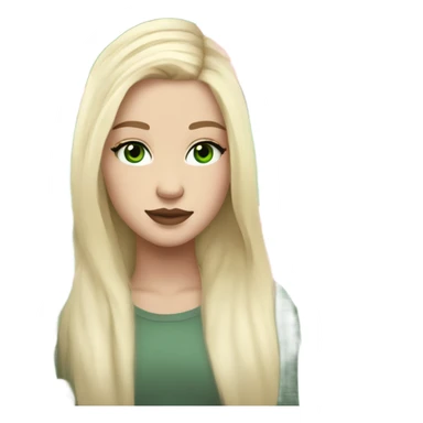 White girl with long light blonde hair and green eyes with light pink peonies in hair white skin light pink lips sticker