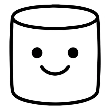 outlined marshmallow with a face, no fill sticker