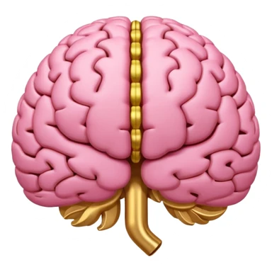 A pink brain with elegant golden details and accents. In the center of the brain type "1 EU" sticker