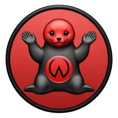 iOS sticker, summoning seal, black circle, red symbol, minimal sticker