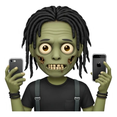 memoji iphone zombie with black dreads black tee and braces sticker