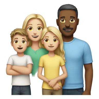 white Family with 3 kids : 1 girl and 2 boys sticker