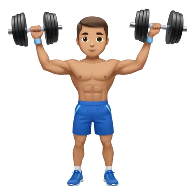 man with blue shorts doing side-lateral raise (T pose) with light dumbbells unbent elbows sticker