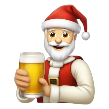 Père Noël qui offre un verre de bière à un enfant comme cadeau sticker